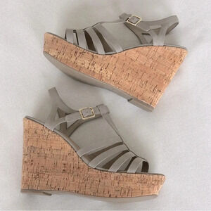 STEVE MADDEN Taupe Nalla Cork Wedge Platform Strappy Sandals / Women’s Size 8